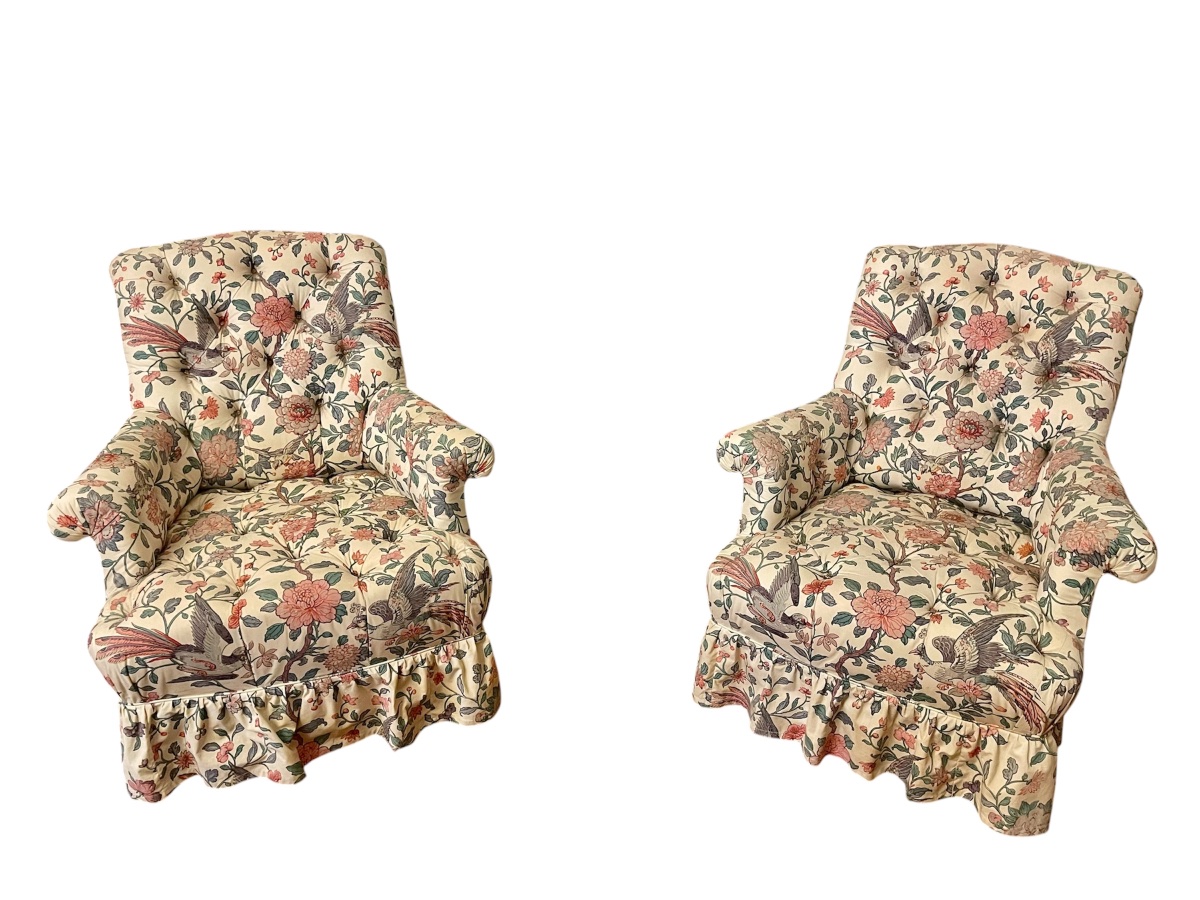 Pair Of Napoleon III Bergères / Armchairs