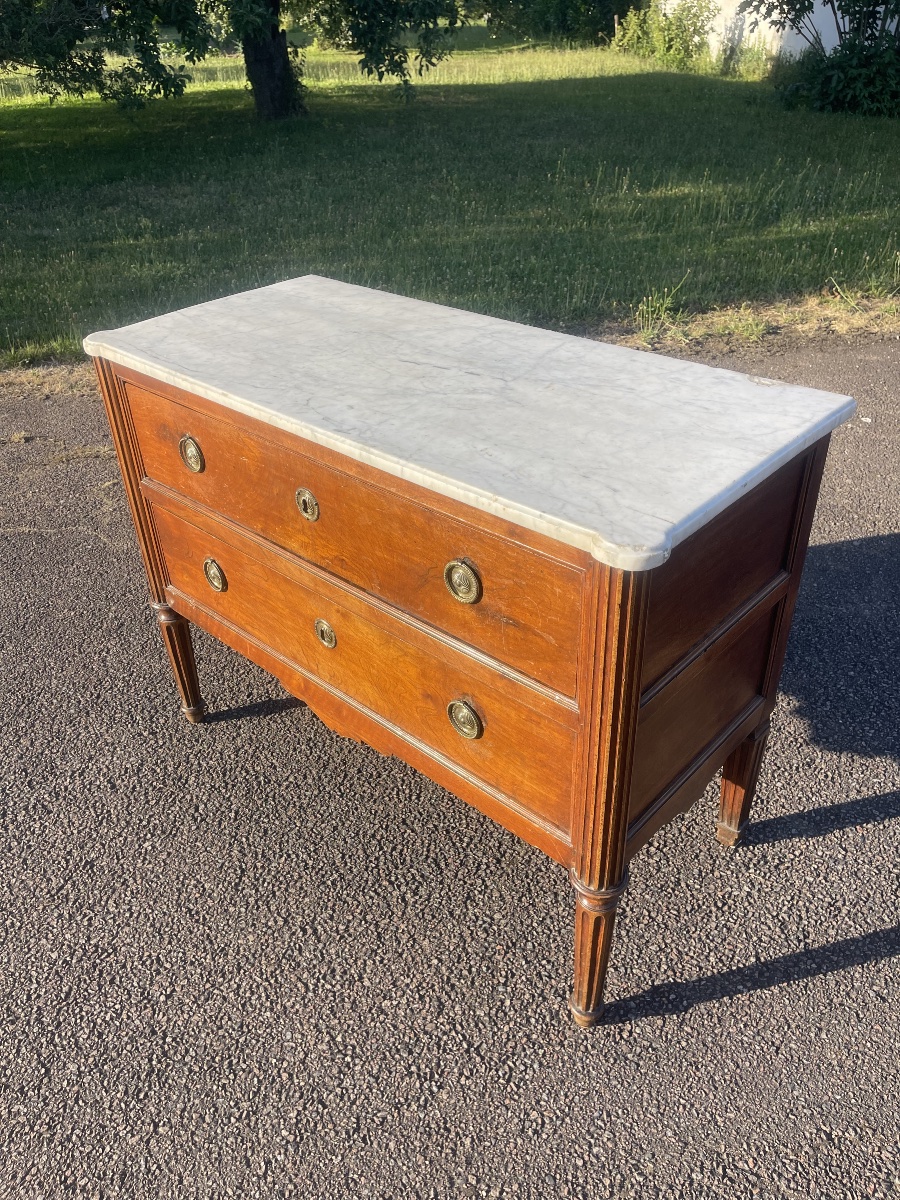 XVIIIe - Commode en Noyer d’époque Louis XVI-photo-3
