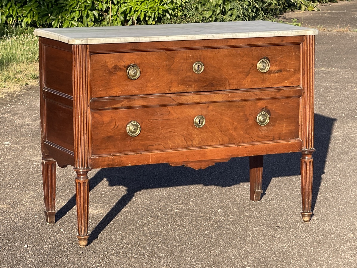 XVIIIe - Commode en Noyer d’époque Louis XVI-photo-1
