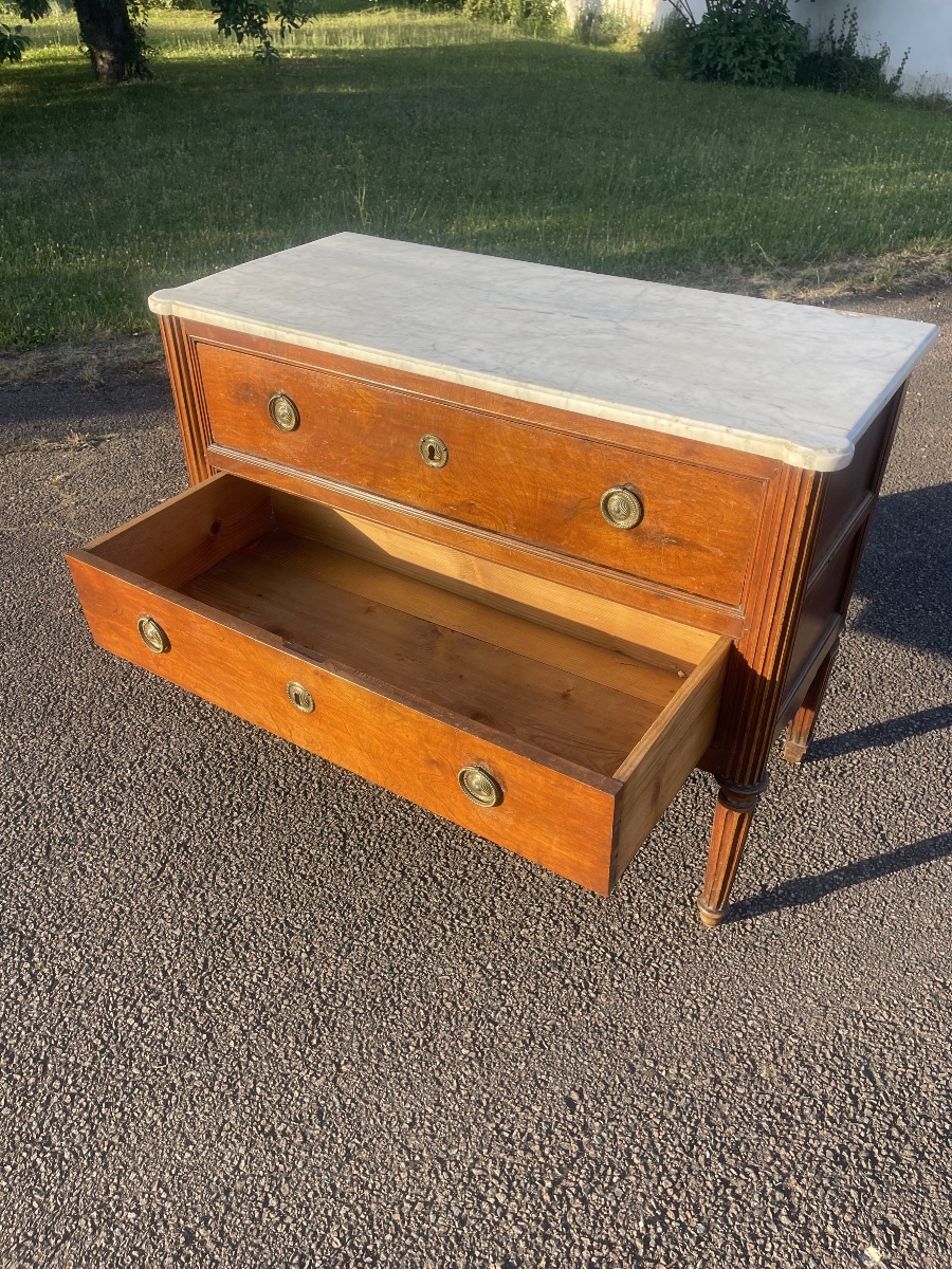 XVIIIe - Commode en Noyer d’époque Louis XVI-photo-6