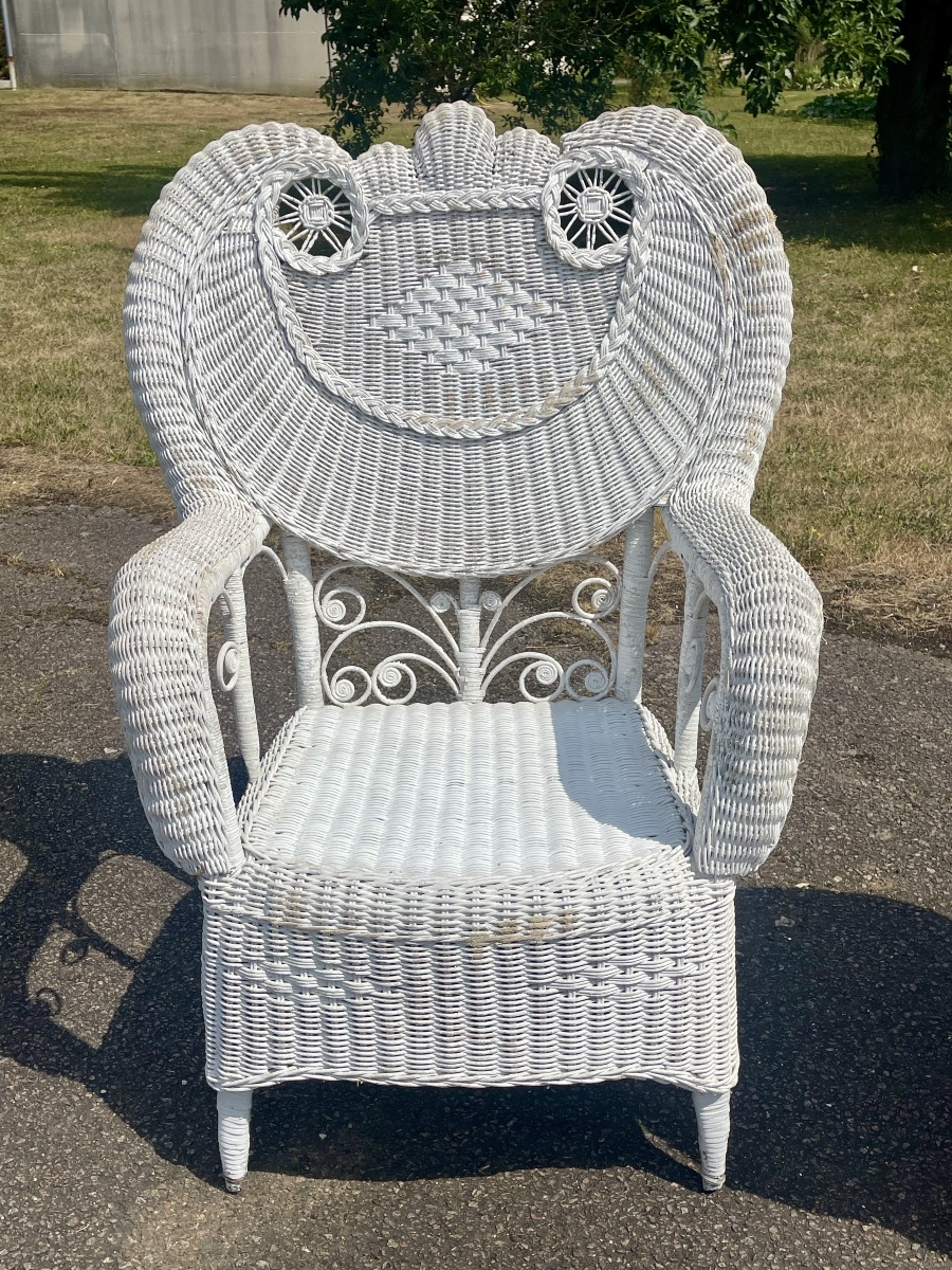 Miscellaneous Pair Of Rattan Garden Chairs And Table-photo-1