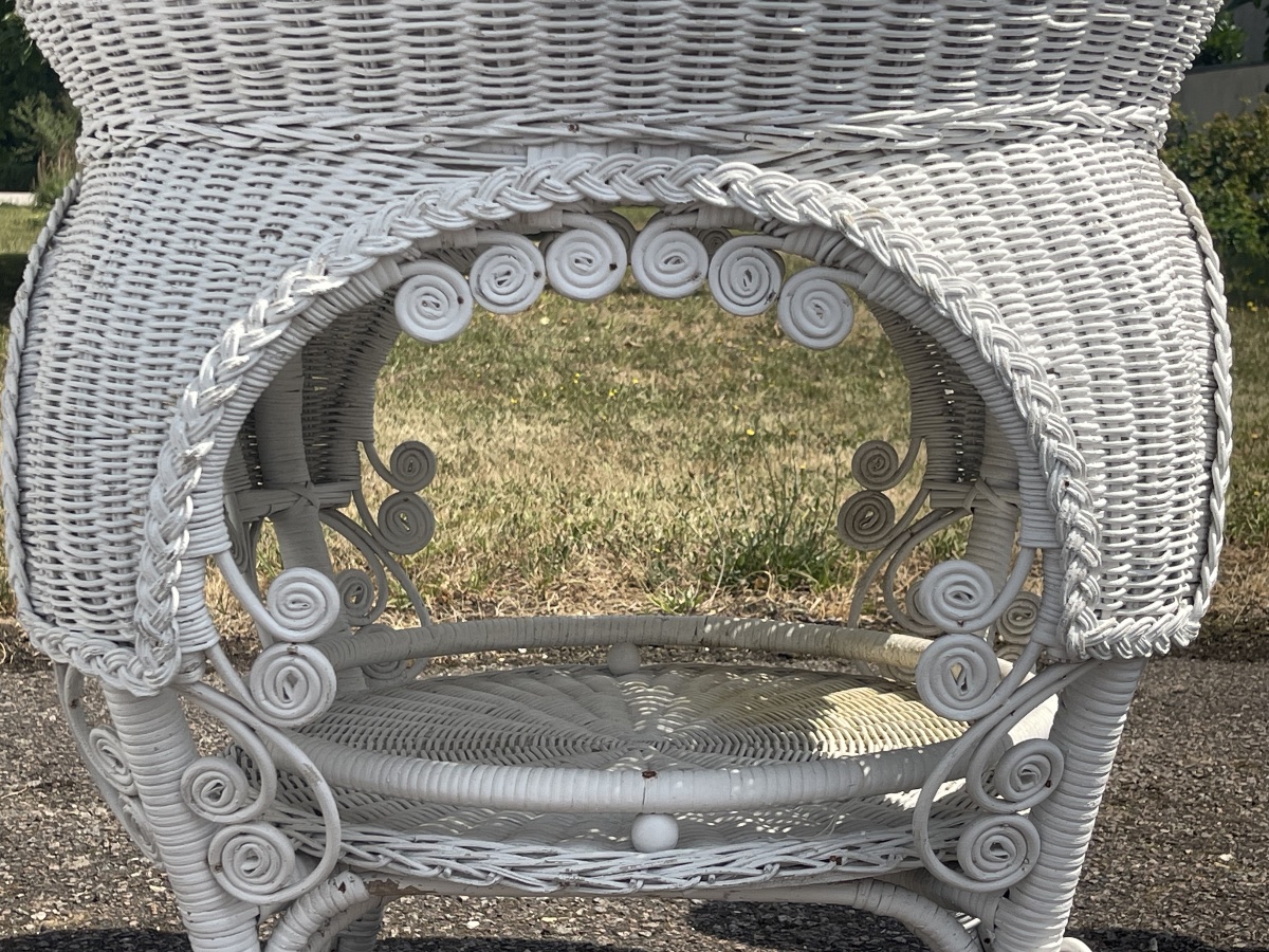 Miscellaneous Pair Of Rattan Garden Chairs And Table-photo-7
