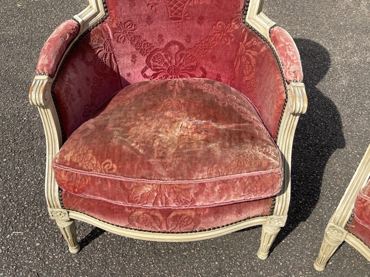 Paire de Bergères Style Louis XVI-photo-1