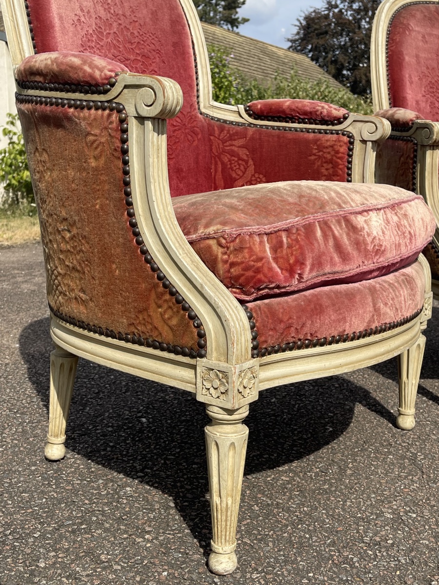 Paire de Bergères Style Louis XVI-photo-2