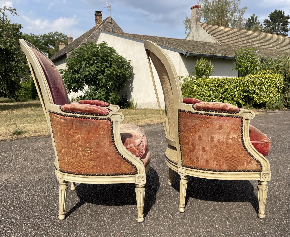 Paire de Bergères Style Louis XVI-photo-4