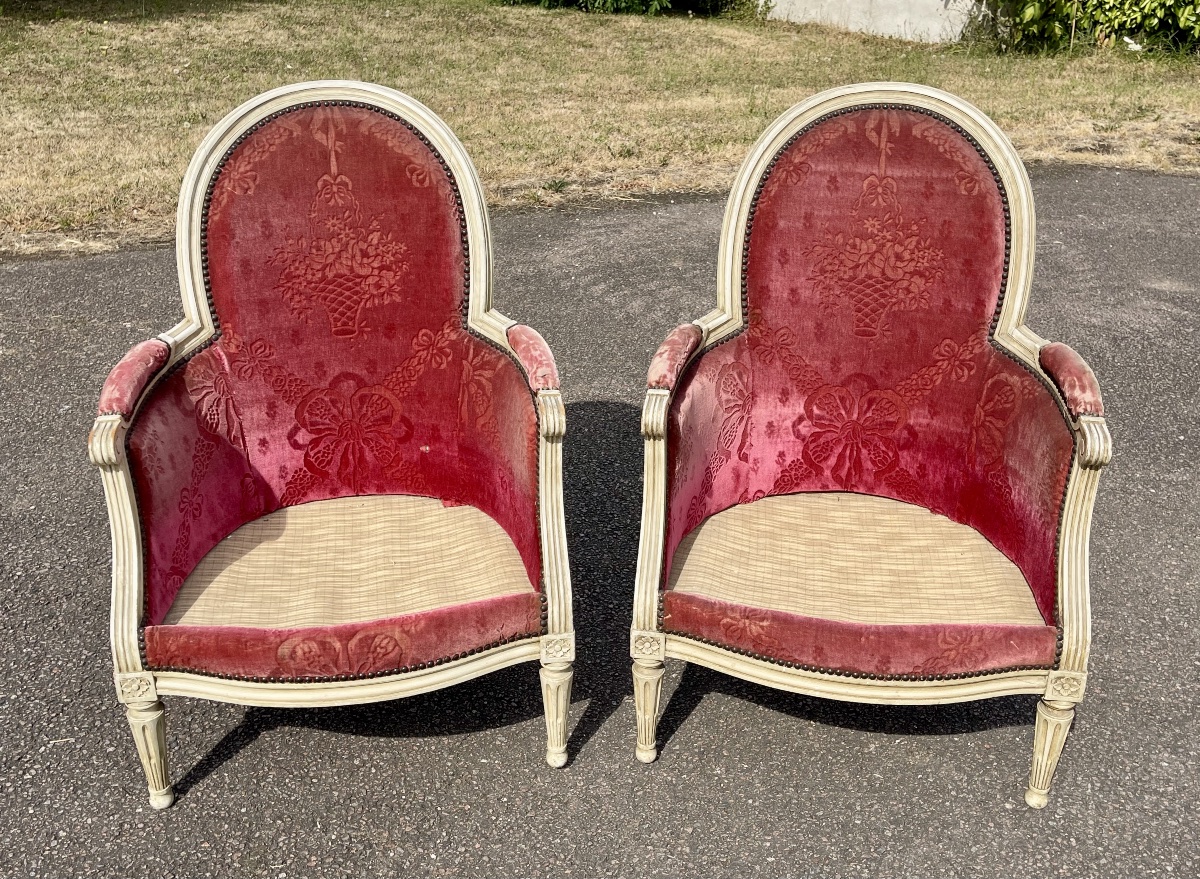 Paire de Bergères Style Louis XVI-photo-7