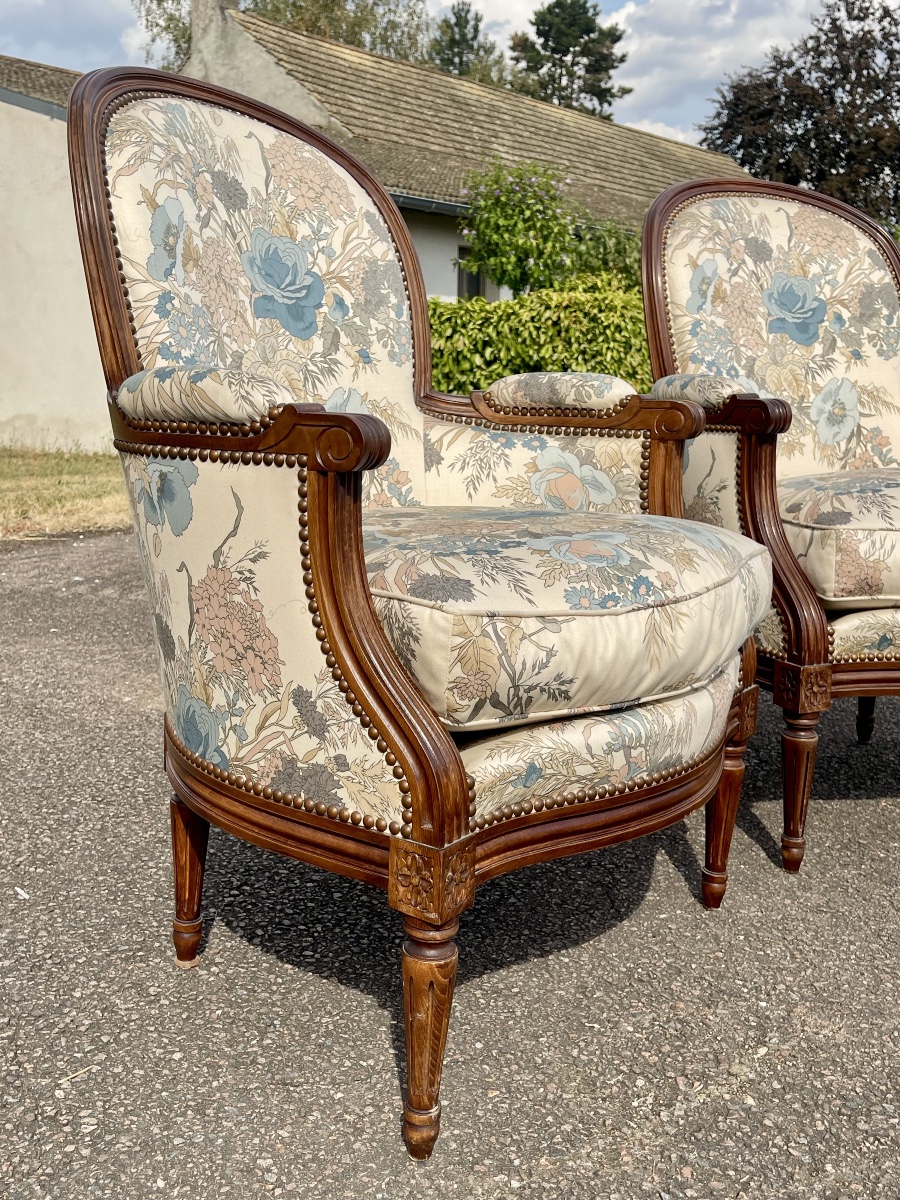 Paire de bergères Style Louis XVI-photo-1