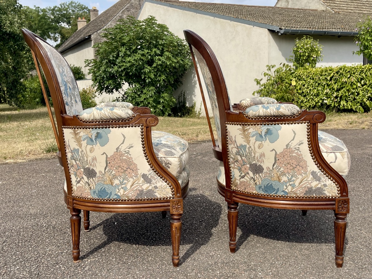 Paire de bergères Style Louis XVI-photo-4
