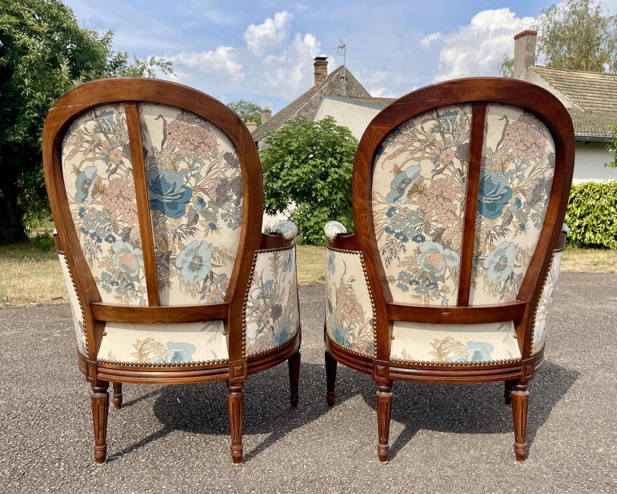 Paire de bergères Style Louis XVI-photo-5