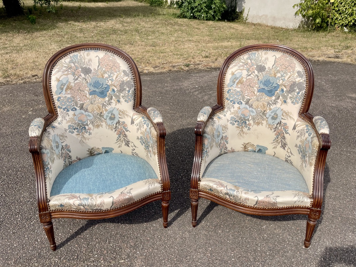 Paire de bergères Style Louis XVI-photo-7