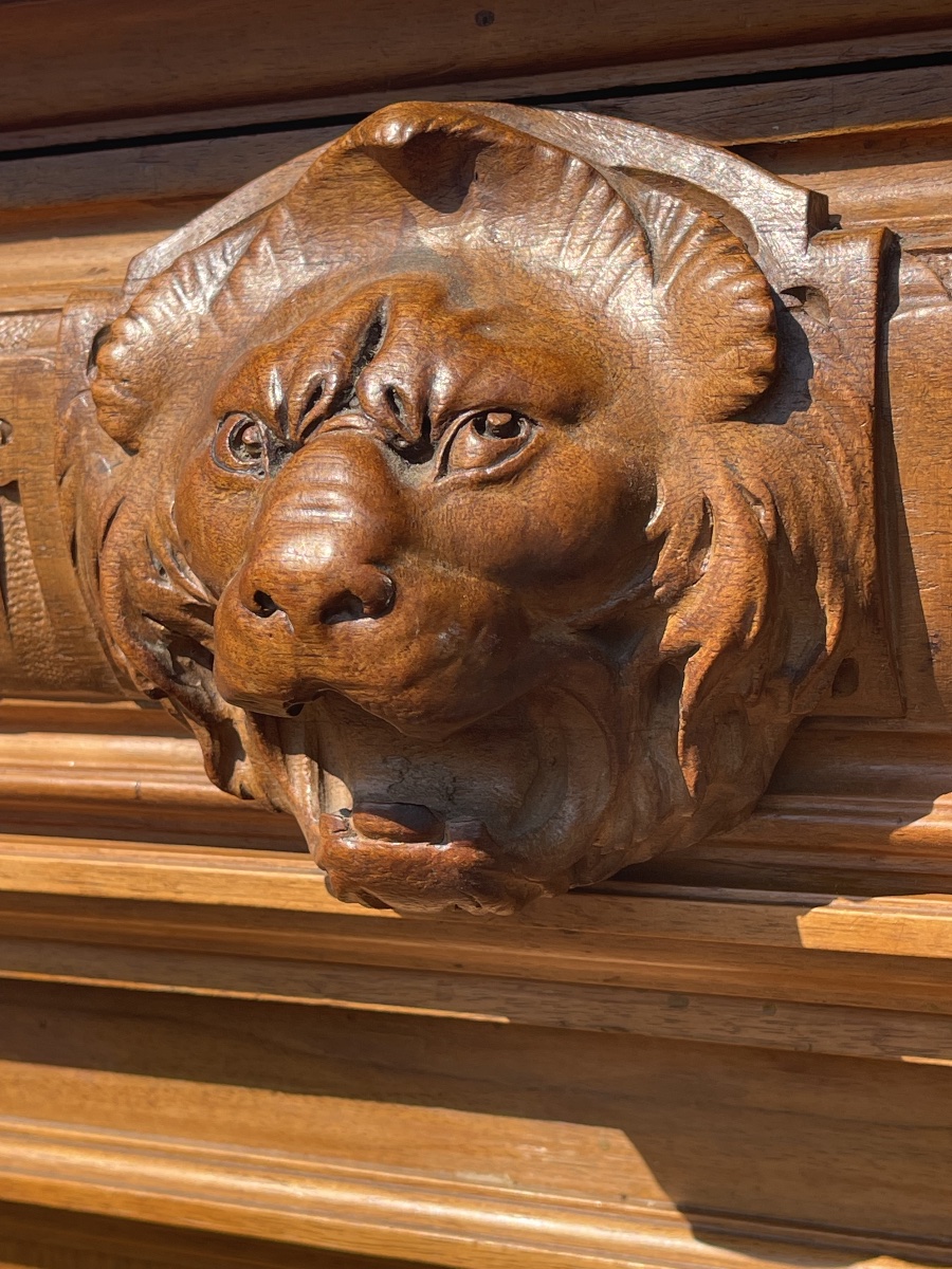 Display Cabinet - Carved Walnut Sideboard -photo-2