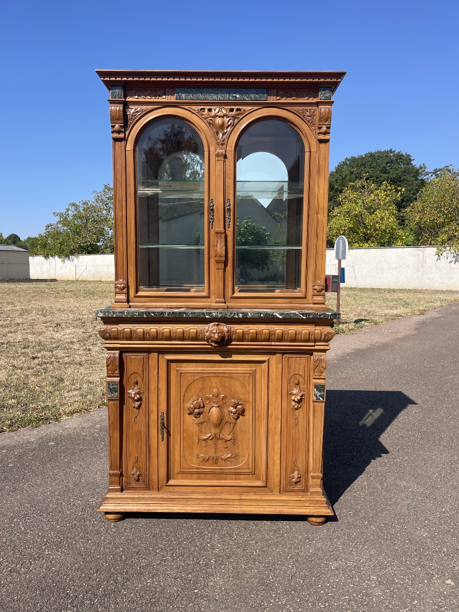 Display Cabinet - Carved Walnut Sideboard -photo-3