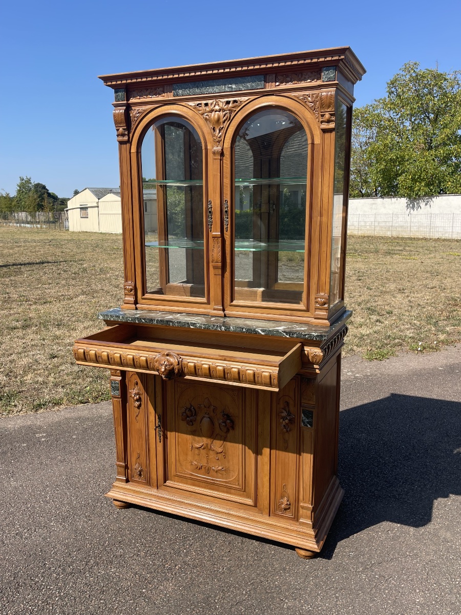 Display Cabinet - Carved Walnut Sideboard -photo-4