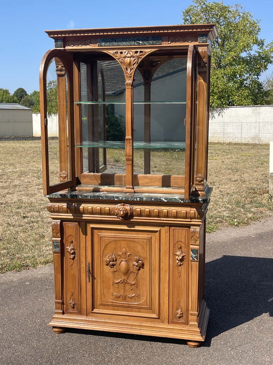 Display Cabinet - Carved Walnut Sideboard -photo-5