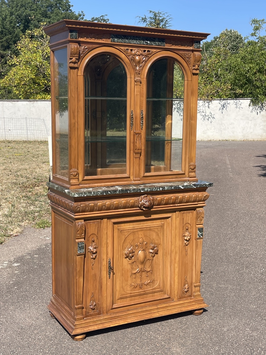 Display Cabinet - Carved Walnut Sideboard -photo-7