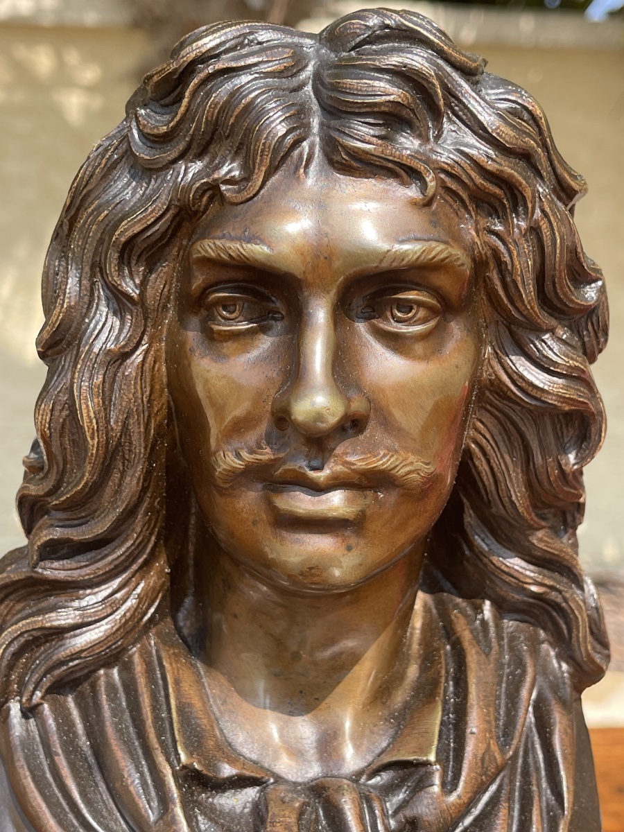 Patinated Bronze Bust Of Molière -photo-3