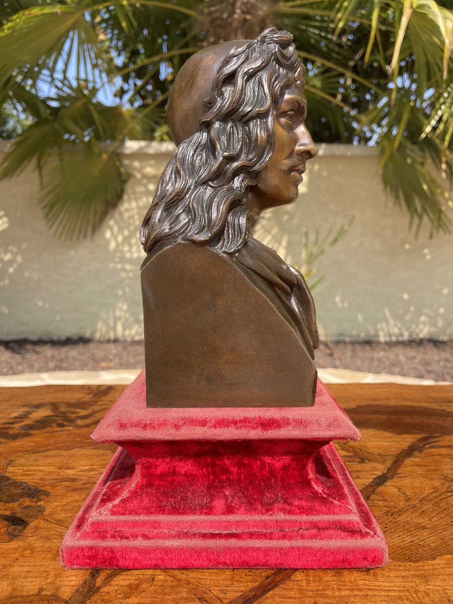 Patinated Bronze Bust Of Molière -photo-3