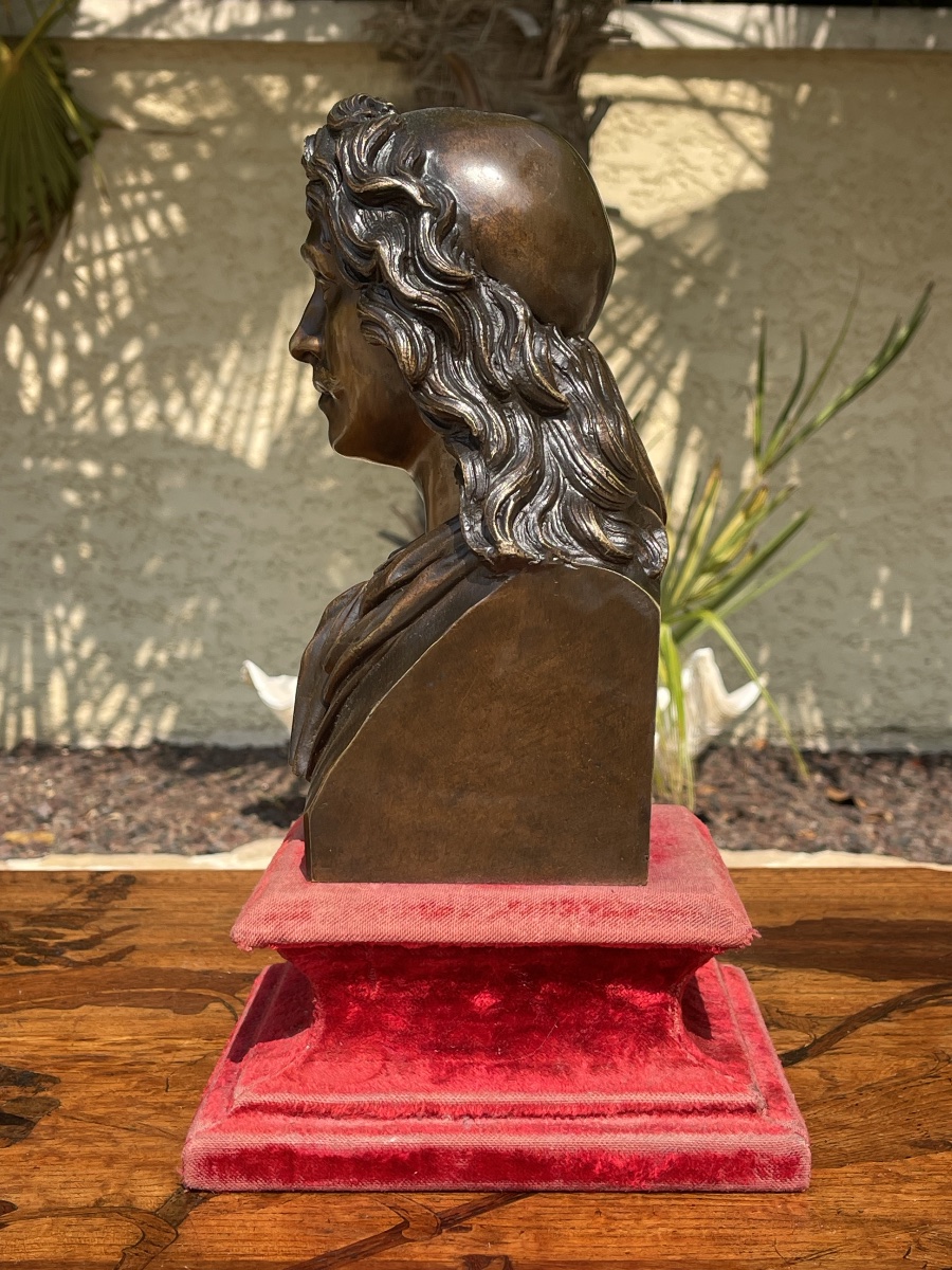 Patinated Bronze Bust Of Molière -photo-4