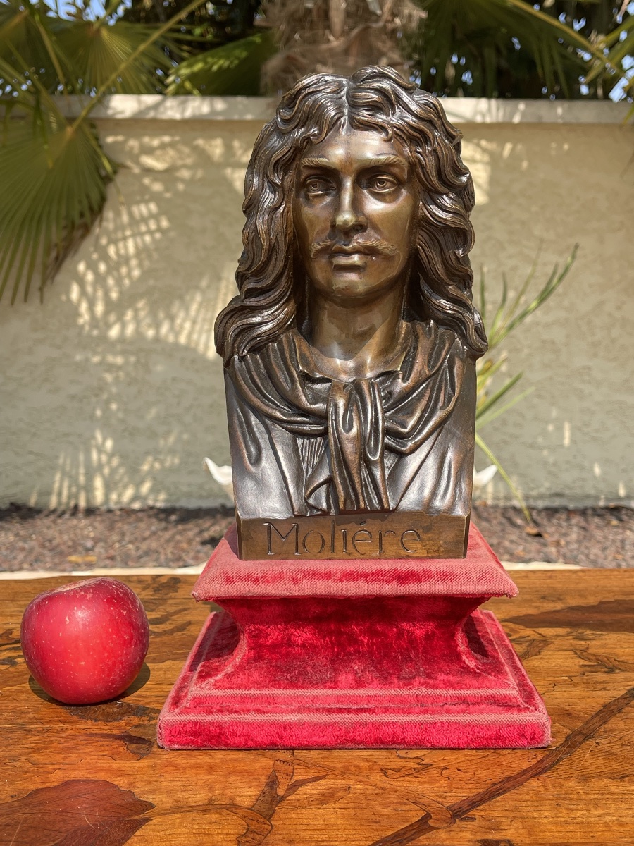 Patinated Bronze Bust Of Molière -photo-7