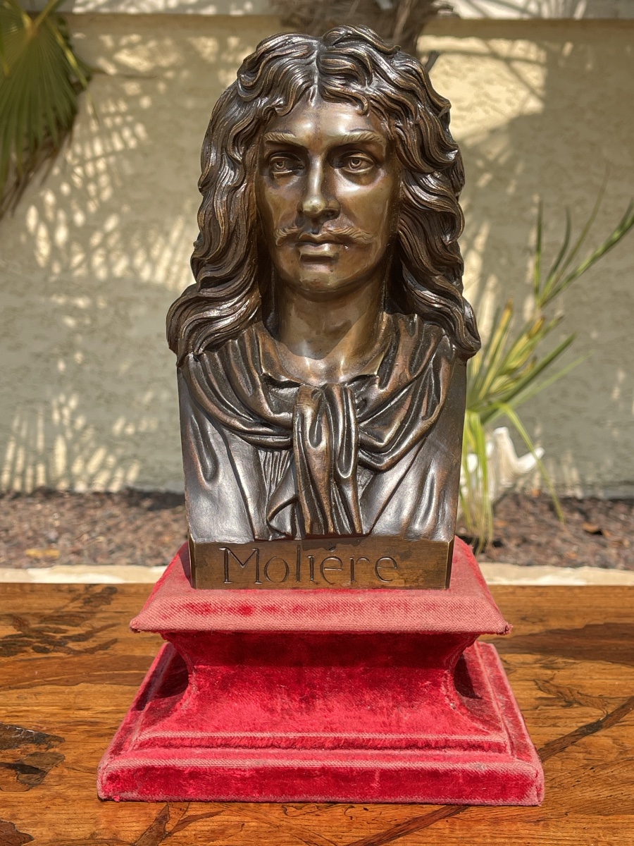 Patinated Bronze Bust Of Molière 
