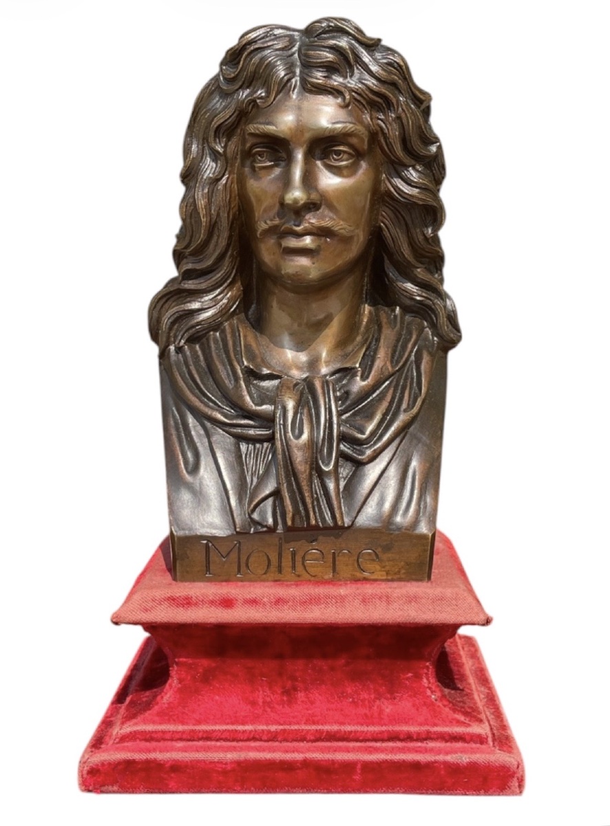 Patinated Bronze Bust Of Molière 