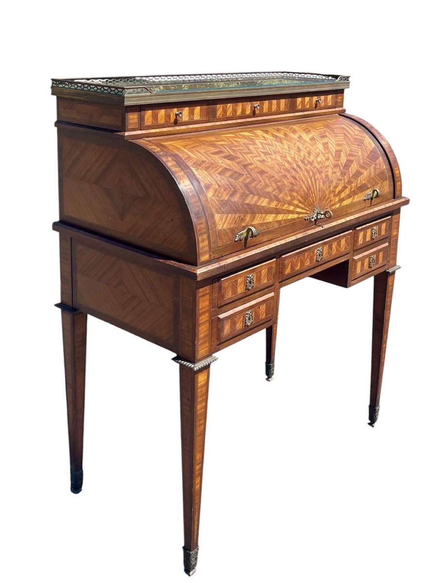 Small Louis XVI-style Cylinder Desk-photo-2