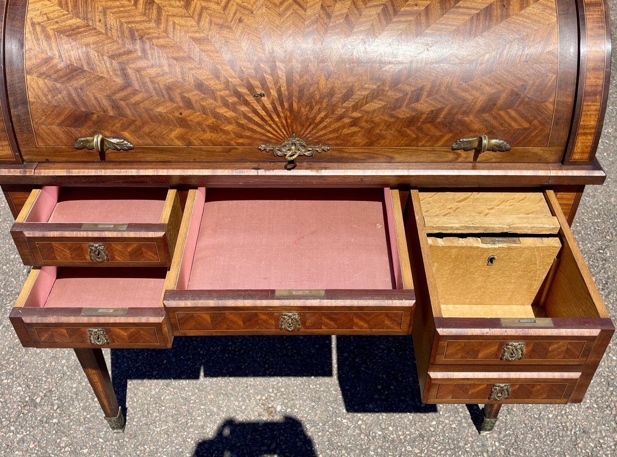 Small Louis XVI-style Cylinder Desk-photo-4