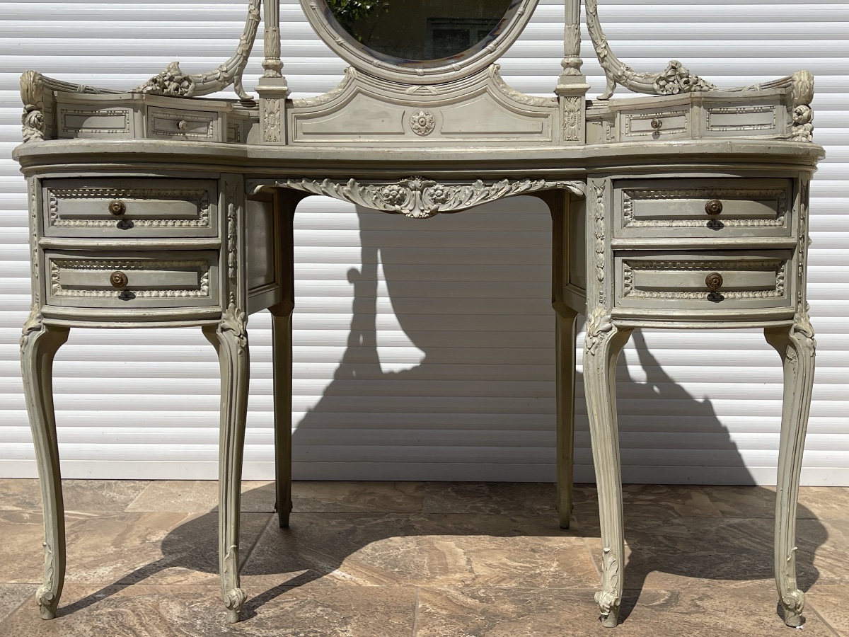 Louis XVI-style Lacquered Dressing Table And Chair-photo-4