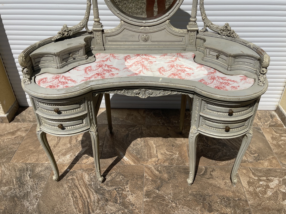 Louis XVI-style Lacquered Dressing Table And Chair-photo-6