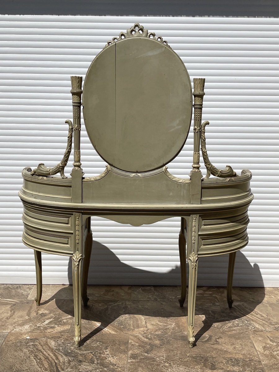 Louis XVI-style Lacquered Dressing Table And Chair-photo-8