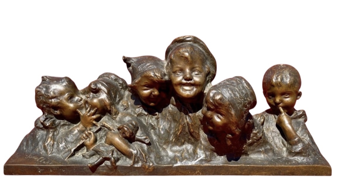 Juan Clara - Bronze, 6 Busts Of Laughing Children