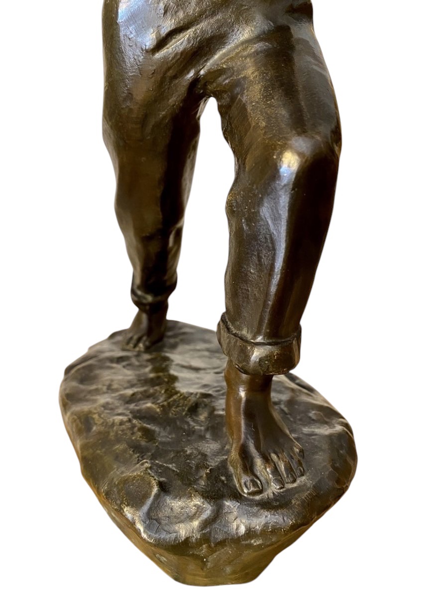 Arthur Puyt - Bronze, Sailor Throwing A Rope-photo-3