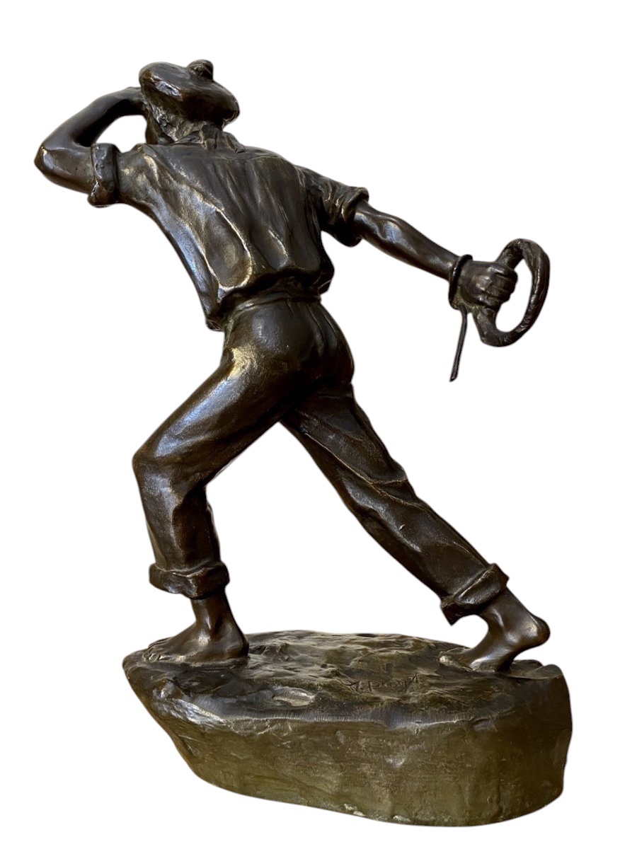 Arthur Puyt - Bronze, Sailor Throwing A Rope-photo-5