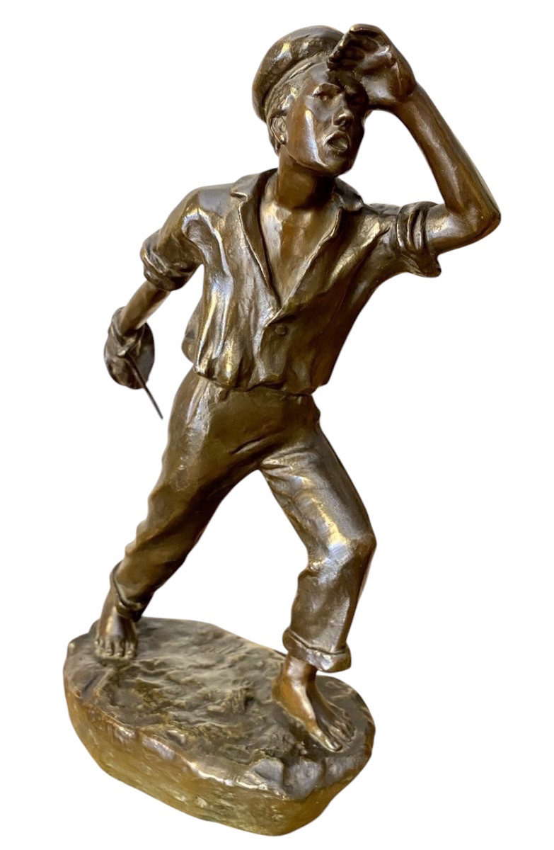 Arthur Puyt - Bronze, Sailor Throwing A Rope