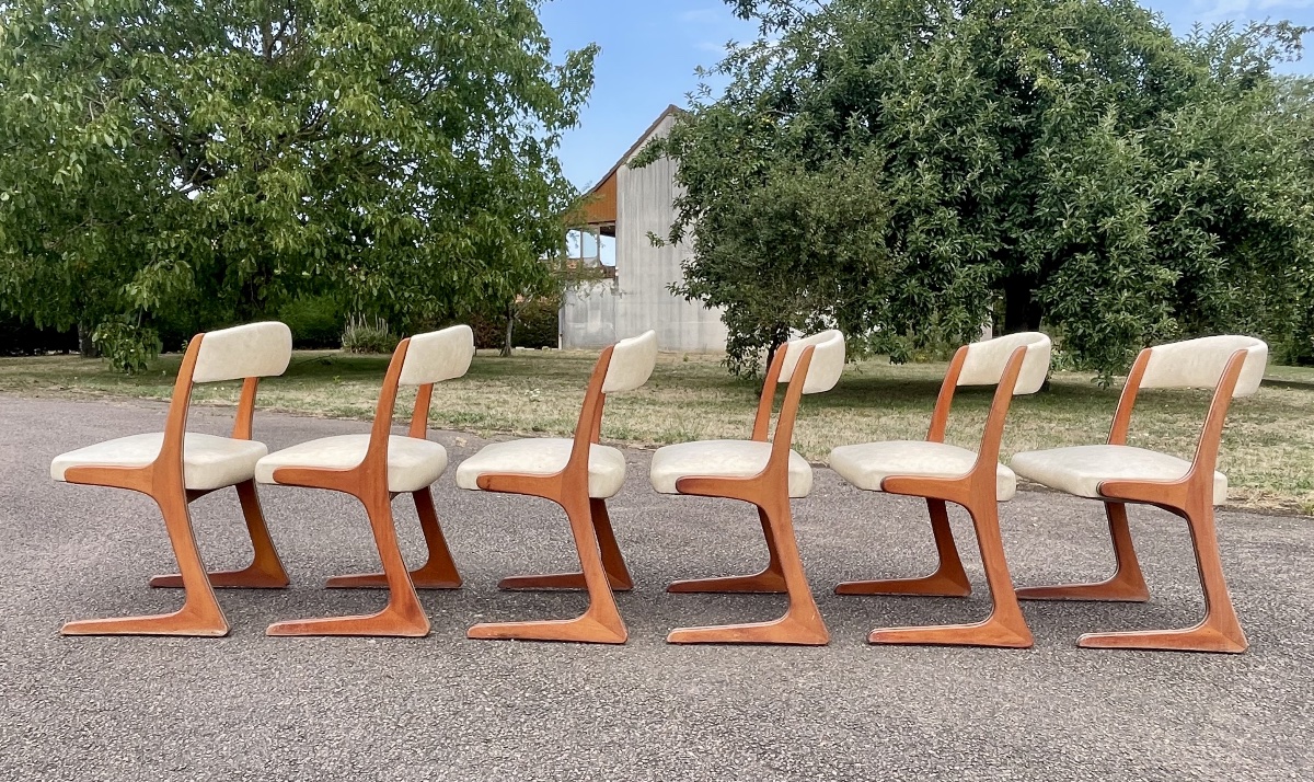 BAUMANN - Suite de 6 Chaises Kangourou-photo-3