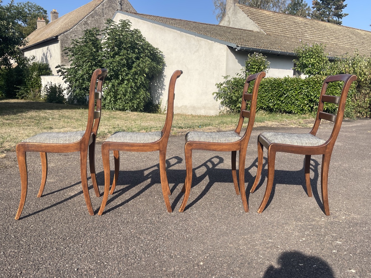 4 Mahogany Chairs In The Restoration Style -photo-3