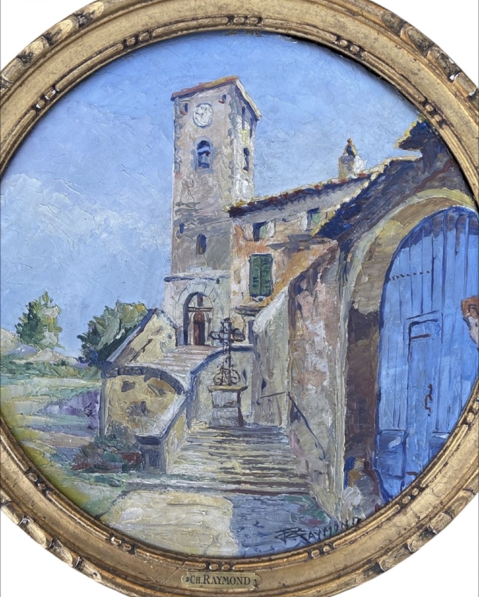 Ch. RAYMOND - Huile sur Isorel, Eglise à PIOLENC (Vaucluse) -photo-2