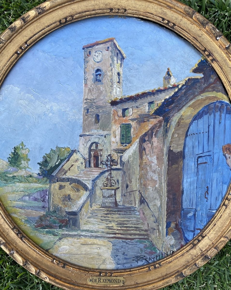Ch. RAYMOND - Huile sur Isorel, Eglise à PIOLENC (Vaucluse) -photo-3