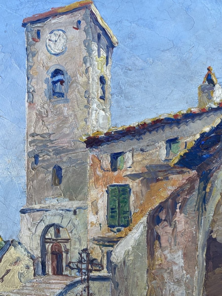 Ch. RAYMOND - Huile sur Isorel, Eglise à PIOLENC (Vaucluse) -photo-4