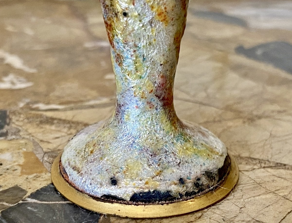 Jules SARLANDIE - Vase en Cuivre Émaillé Limoges-photo-1