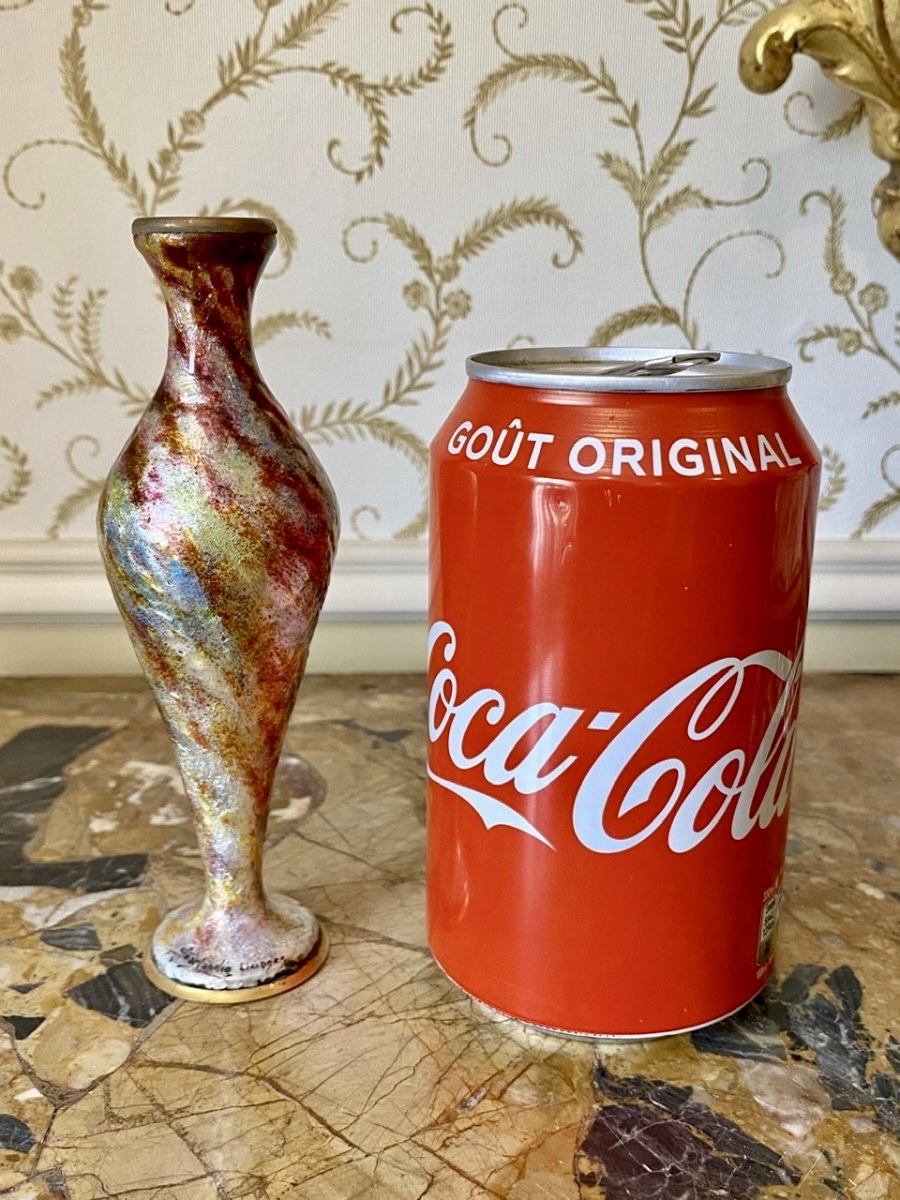 Jules SARLANDIE - Vase en Cuivre Émaillé Limoges-photo-7
