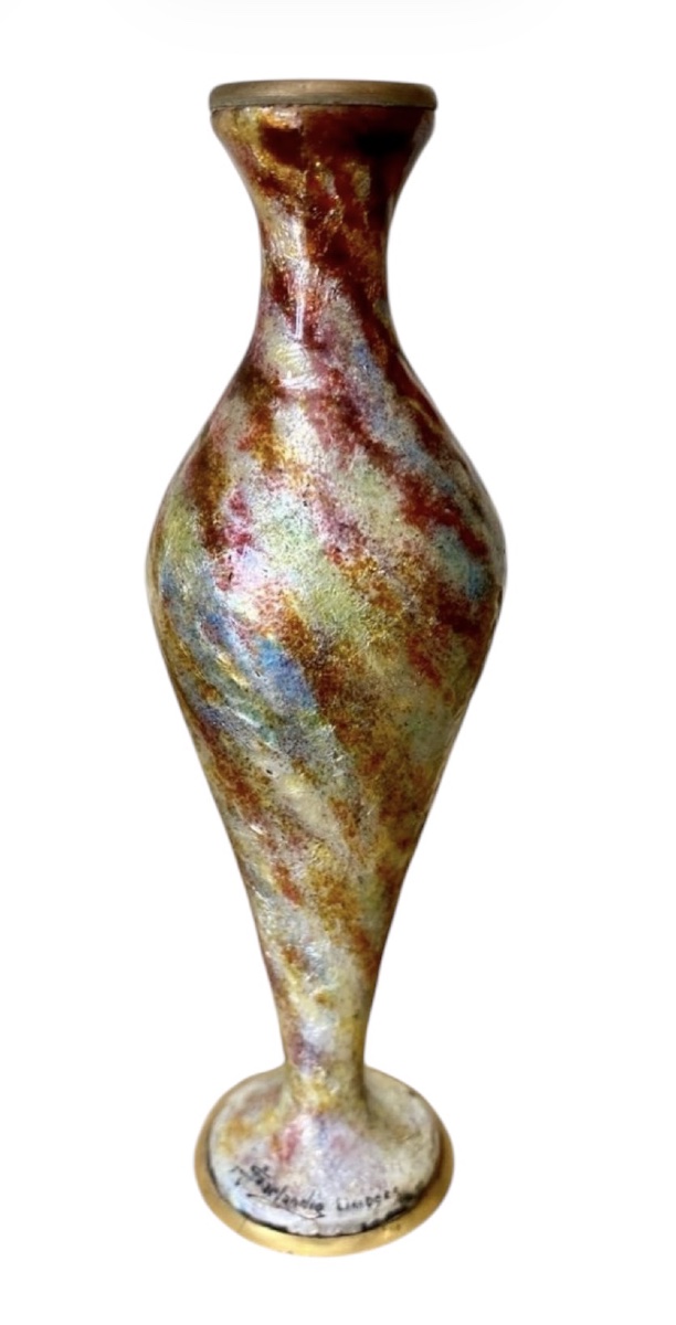 Jules SARLANDIE - Vase en Cuivre Émaillé Limoges