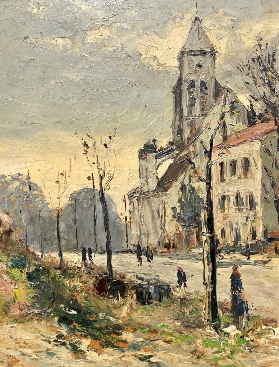 Amédée BOUCHER - Scène de Rue Animée en Automne-photo-4