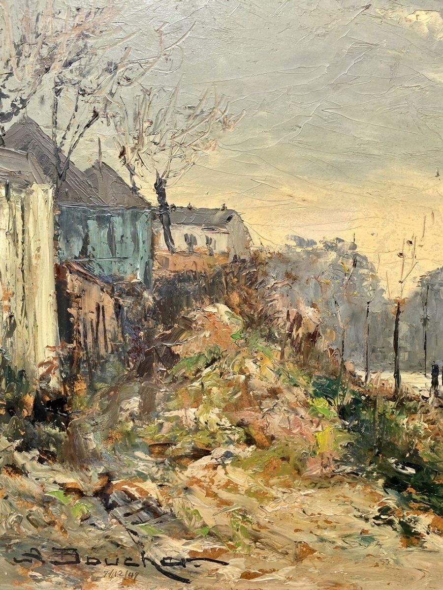 Amédée BOUCHER - Scène de Rue Animée en Automne-photo-1
