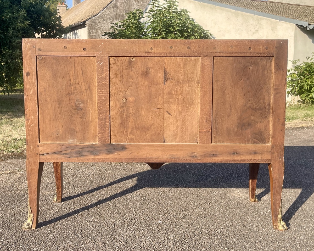 Transitional-style Marquetry Chest Of Drawers-photo-8