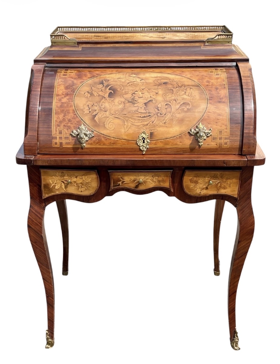 Louis XV-style Cylindrical "bureau / Bonheur Du Jour" Desk