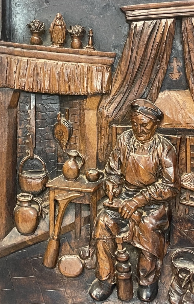 Jules BRET - Panneau en Bois Sculpté -photo-2