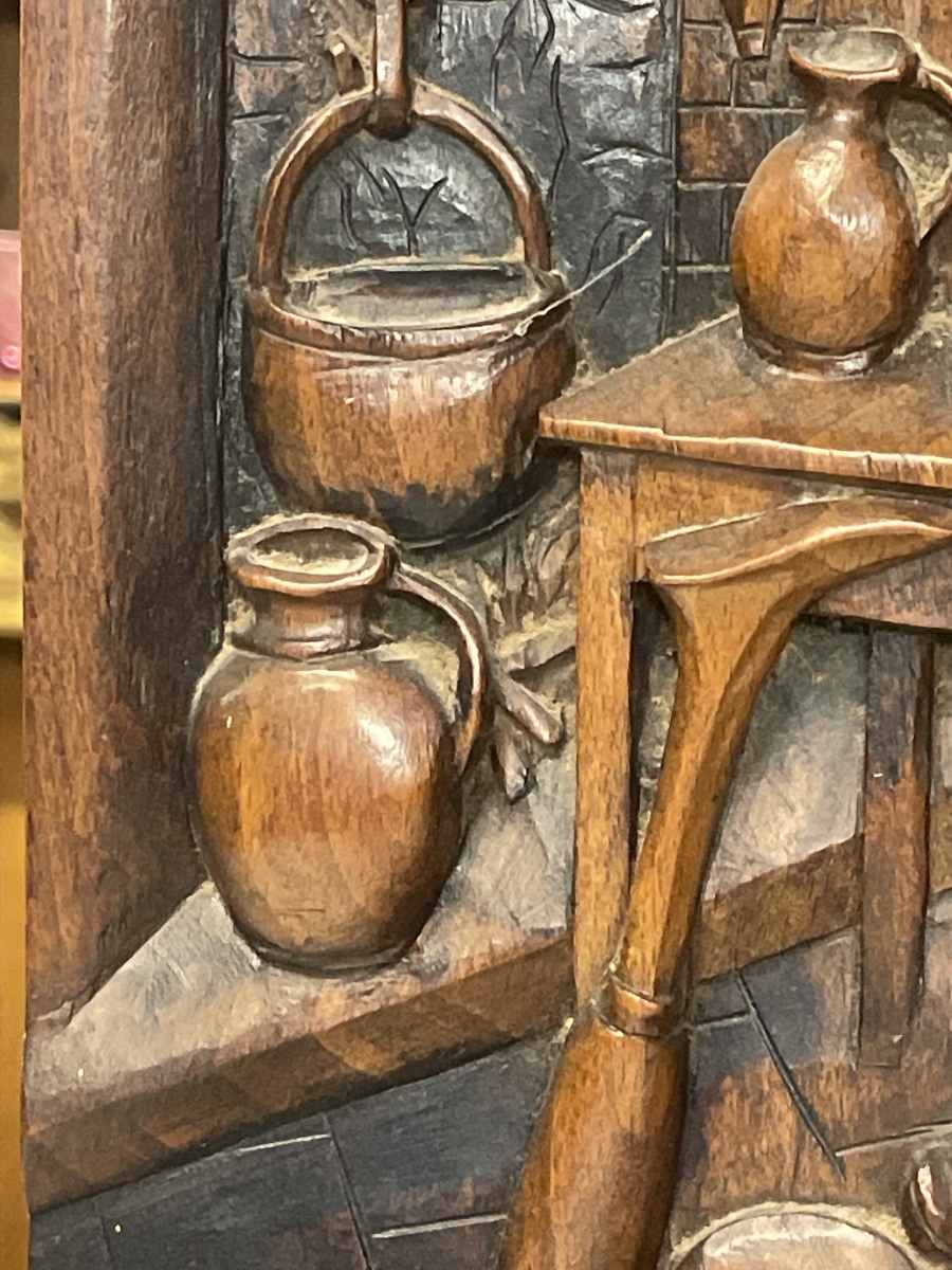 Jules BRET - Panneau en Bois Sculpté -photo-1