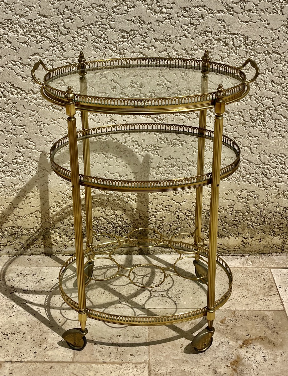 Maison BAGUÈS - Desserte Roulante ou Chariot en Laiton -photo-2