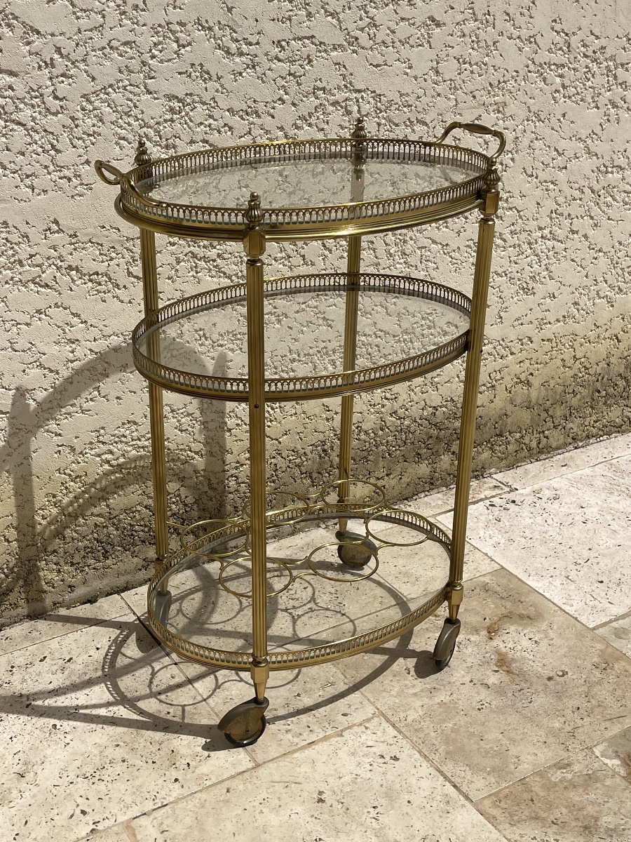 Maison BAGUÈS - Desserte Roulante ou Chariot en Laiton -photo-5